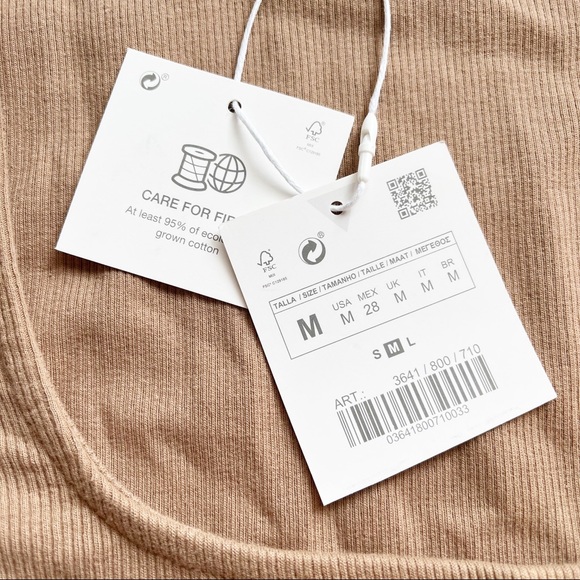 Zara Ribbed Square Neck Bodycon Midi Dress NWT - Picture 6 of 7